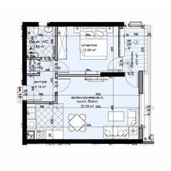 Квартира 2-комнатная 1+1 в Варне площадь 72.18м² 3 этаж