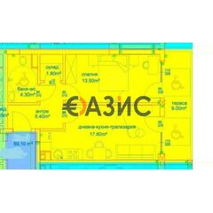 Квартира 2-комнатная 1+1 в Бургасе площадь 64.8м² 8 этаж