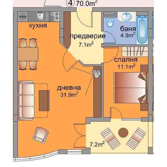 Квартира 2-комнатная 1+1 у моря в Варне (Золотые Пески) площадь 80м² 5 этаж, изображение 3