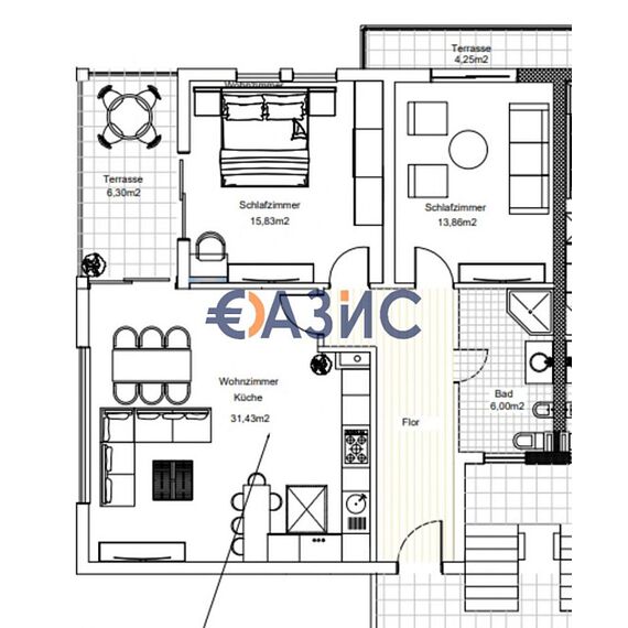 Квартира 2-комнатная 1+1 в Несебре (Святой Влас) площадь 78м² 2 этаж, изображение 15