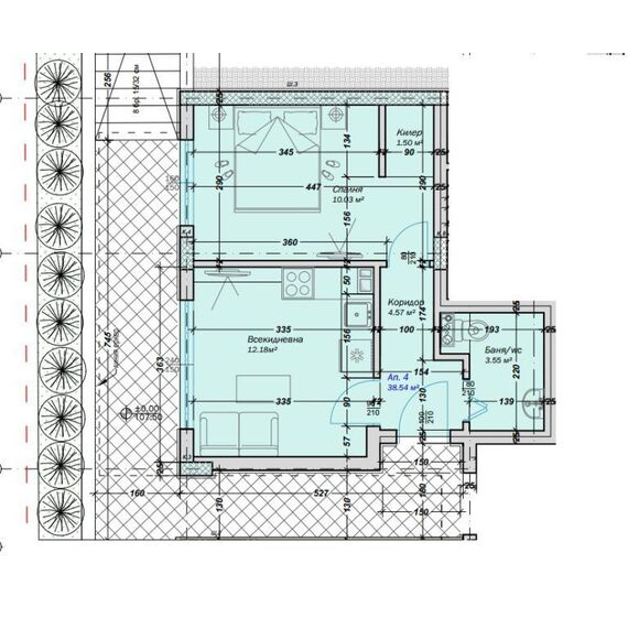 Квартира 2-комнатная 1+1 в Варне площадь 44м² 1 этаж, изображение 3