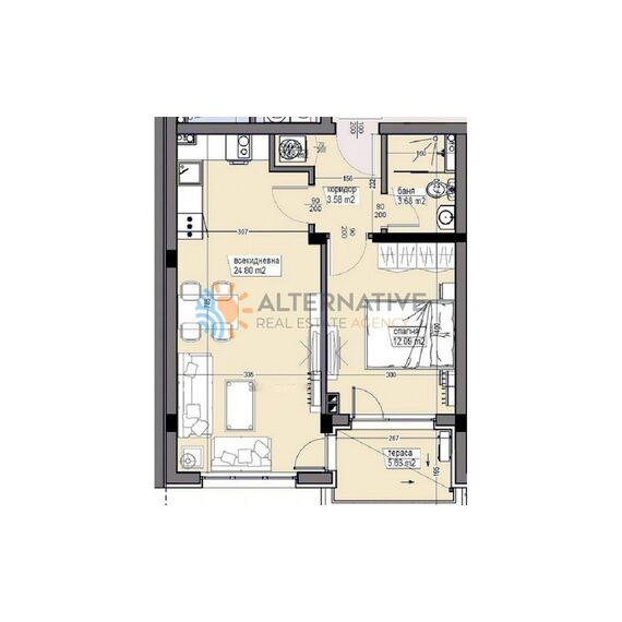 Квартира 2-комнатная 1+1 в Бургасе (Сарафово) площадь 65м² 4 этаж, изображение 3