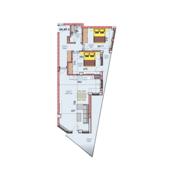 Квартира 3-комнатная 2+1 у моря в Варне площадь 117.29м² 3 этаж