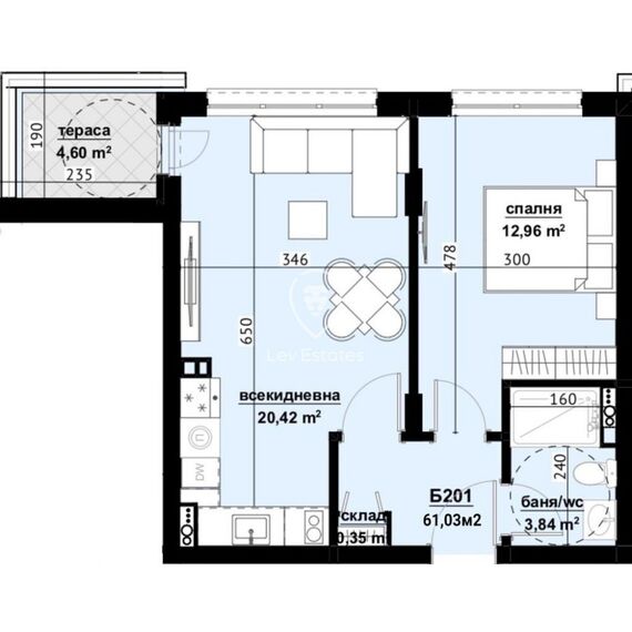 Квартира 2-комнатная 1+1 в Бургасе площадь 61м² 2 этаж, изображение 3
