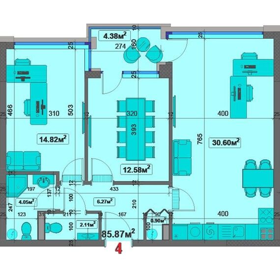 Квартира 3-комнатная 2+1 у моря в Варне площадь 107м² 10 этаж в ЖК Чайка, изображение 12