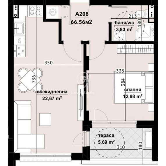 Квартира 2-комнатная 1+1 в Бургасе площадь 67м² 2 этаж, изображение 3