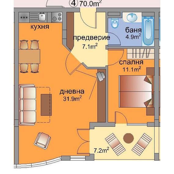 Квартира 2-комнатная 1+1 у моря в Разлоге (Баня) площадь 80м² 5 этаж, изображение 15
