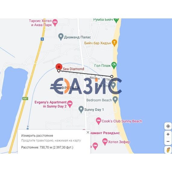 Квартира 2-комнатная 1+1 в Несебре (Солнечный Берег) площадь 54.3м² 3 этаж