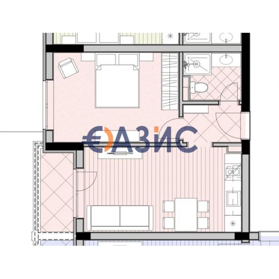 Квартира 2-комнатная 1+1 в Несебре (Солнечный Берег) площадь 59.9м² 5 этаж, изображение 8