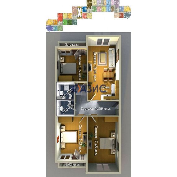 Квартира 4-комнатная 3+1 в Бургасе площадь 120.1м² 2 этаж, изображение 15