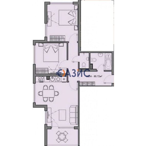 Квартира 3-комнатная 2+1 в Несебре (Святой Влас) площадь 85.7м² 1 этаж, изображение 3