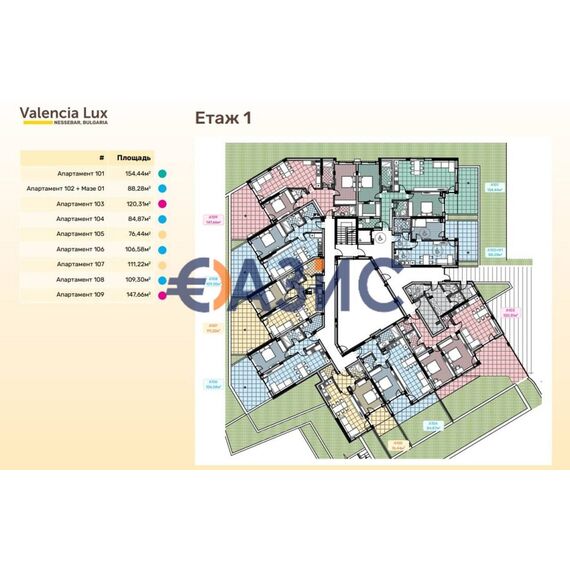 Квартира 2-комнатная 1+1 в Несебре площадь 73.2м² 3 этаж, изображение 5