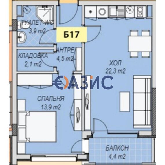 Квартира 2-комнатная 1+1 в Несебре (Святой Влас) площадь 74м² 2 этаж, изображение 12