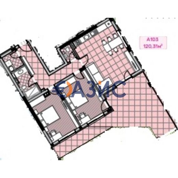 Квартира 3-комнатная 2+1 в Несебре площадь 120.3м² 1 этаж, изображение 3