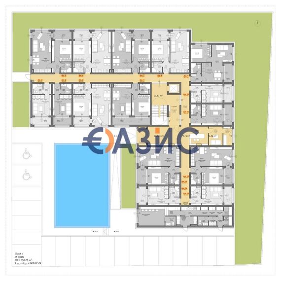 Квартира 2-комнатная 1+1 в Несебре (Елените) площадь 59м² 3 этаж