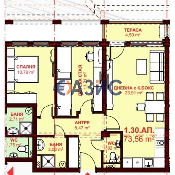 Квартира 3-комнатная 2+1 в Несебре (Святой Влас) площадь 93.2м² 1 этаж, изображение 11