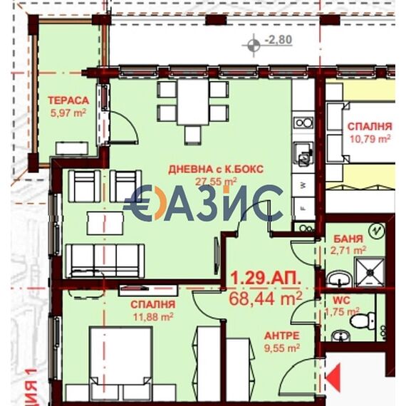 Квартира 2-комнатная 1+1 в Несебре (Святой Влас) площадь 86.7м² 1 этаж, изображение 11